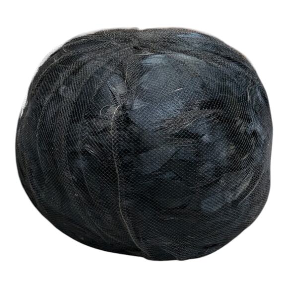 Vtg 1950s Haya Rochel Black Feather Covered Mesh Netting Pillbox Cloche Hat - Picture 3 of 6